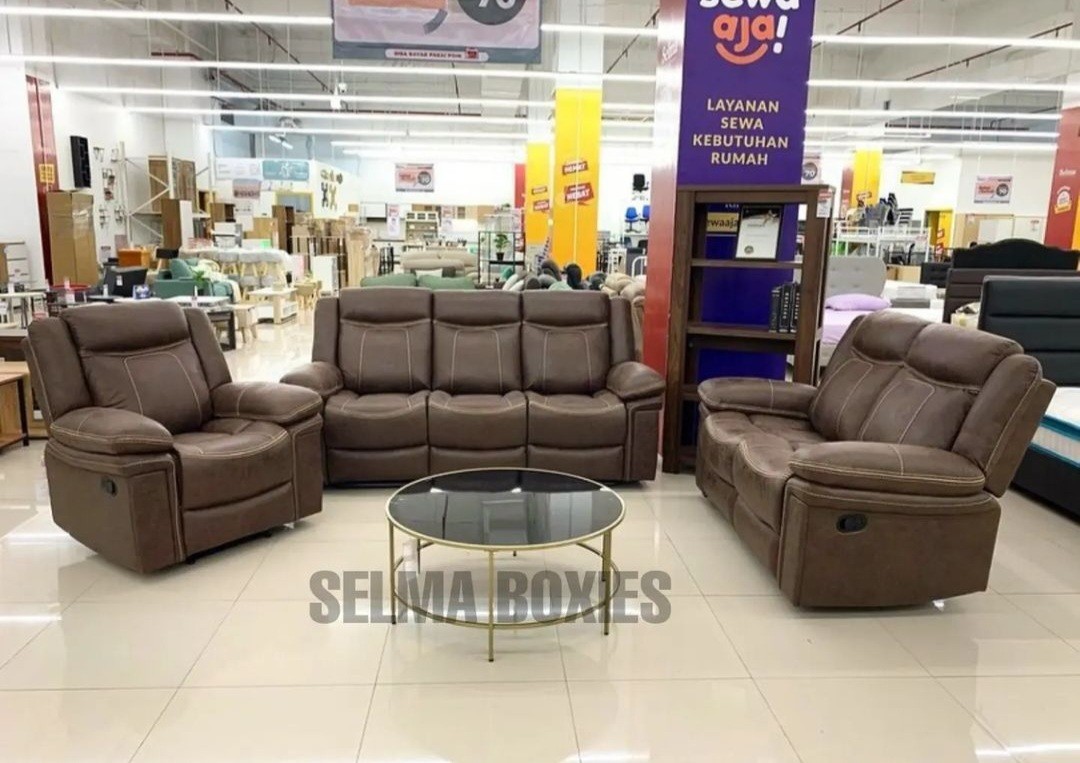 Selma Winchester Set Sofa Recliner Fabric - Cokelat